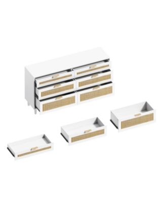 Streamdale 6-Drawer Rattan Dresser with Metal Handle