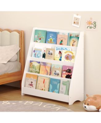 4-Tier Kids Bookshelf, Toddler Book Display Shelves, Helps Keep Bedrooms, Playrooms, and Classrooms Organized,White