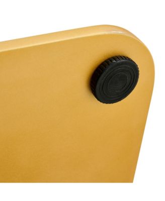 A modern minimalist dining table. Imitation marbled glass tabletop. Gold MDF table legs for kitchen and living room