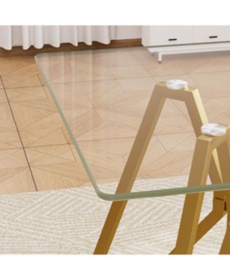 47.3" Rectangular Glass Dining Table - Gold