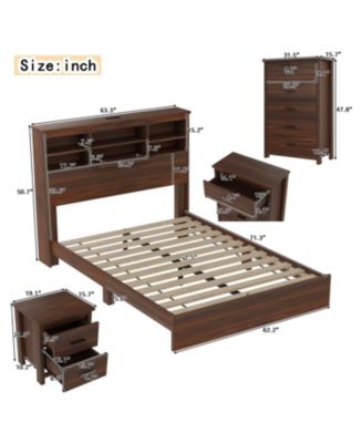 Streamdale Queen Bed Set- Storage Headboard, Nightstands, Dresser