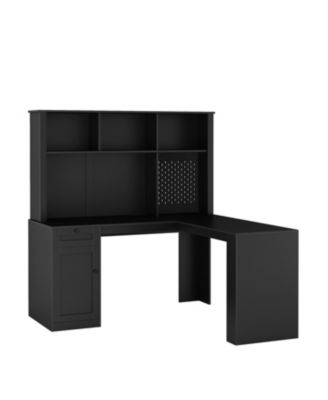 Streamdale L-Shaped Desk with Charger, Drawers, Bookshelf, Gaming Desk