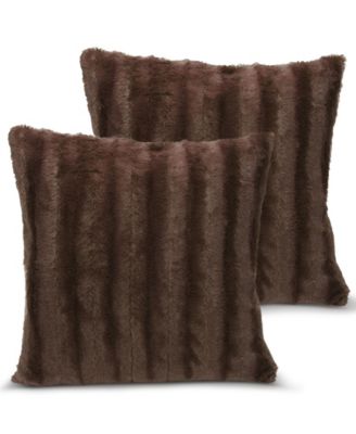 Plush Reversible Faux Fur 2-Pack Decorative Pillow, 24" x 24"