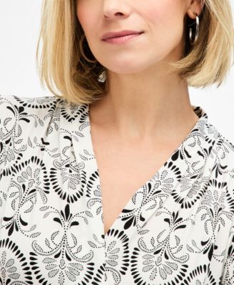 Women's Printed 3/4 Sleeve V-Neck Knit Top