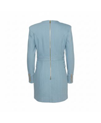 Women's Blue Denim Double Breasted Mini Dress