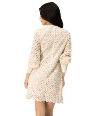Women's Embroidered Crochet Mini Dress with Sequin Detailing