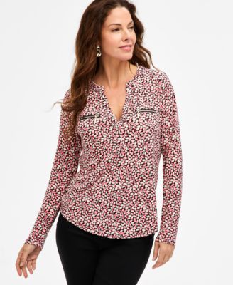 Women's Printed Zip Pocket Top