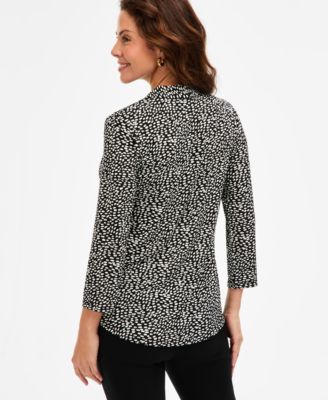 Women's Printed 3/4 Sleeve V-Neck Knit Top