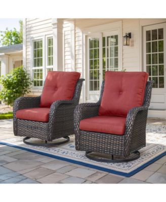 ArcLine Wicker Swivel Glider Outdoor Rocking Chair with CushionGuard Olefin Cushion and Side Table (3-Piece