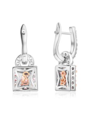 Suzy Levian Sterling Cubic Zirconia Square Halo Drop Dangle Earrings