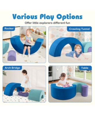 Kids Rainbow Foam Climber Set Soft Play Equipment With Washable Suede Covers