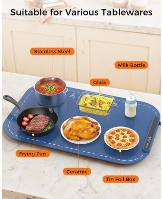 Warming Mat for Food, Electric Food Warming Mat, Fast Full-Surface Heating, 3 Temp Settings, Portable Rollable Food Warmer for Gatherings