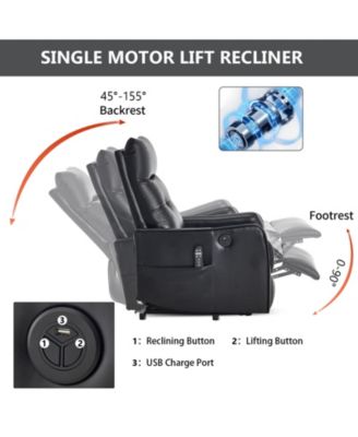 Power Lift Recliner Chair with Massage Heavy Duty Motion Mechanism and One USB for Charging