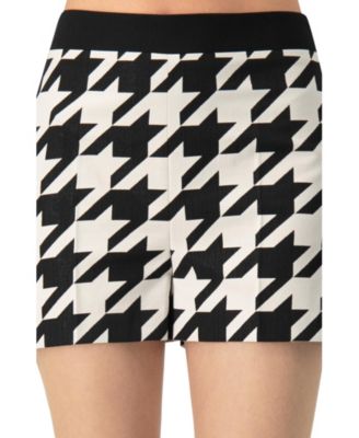 Women's Tailored Mega Houndstooth Shorts with Back Zipper