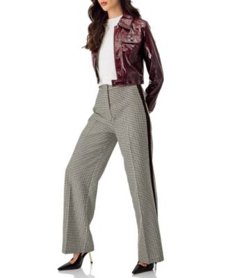 Women's Checkered Wide-Leg Trousers With Side Stripe