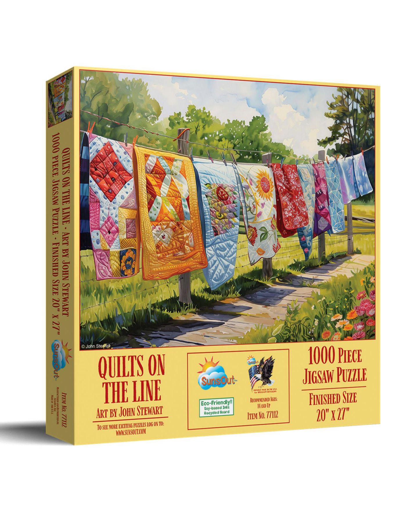 Детские пазлы SunsOut Quilts on the Line 1000 Piece Interlocking Jigsaw Puzzle, от 15 лет — фото 1