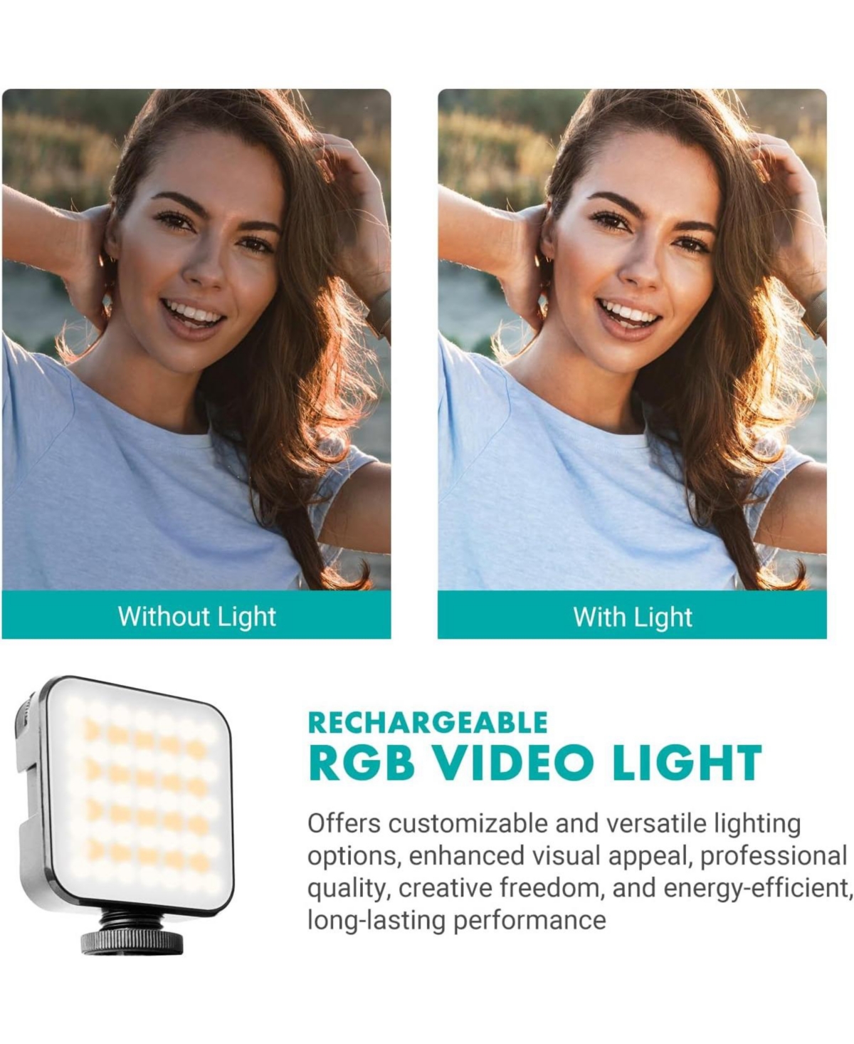 Movo iVlogger-pro Wireless Vlogging Kit for iPhone/Android with Dual Wireless Mics, Rgb Light, Fullsize Tripod + More