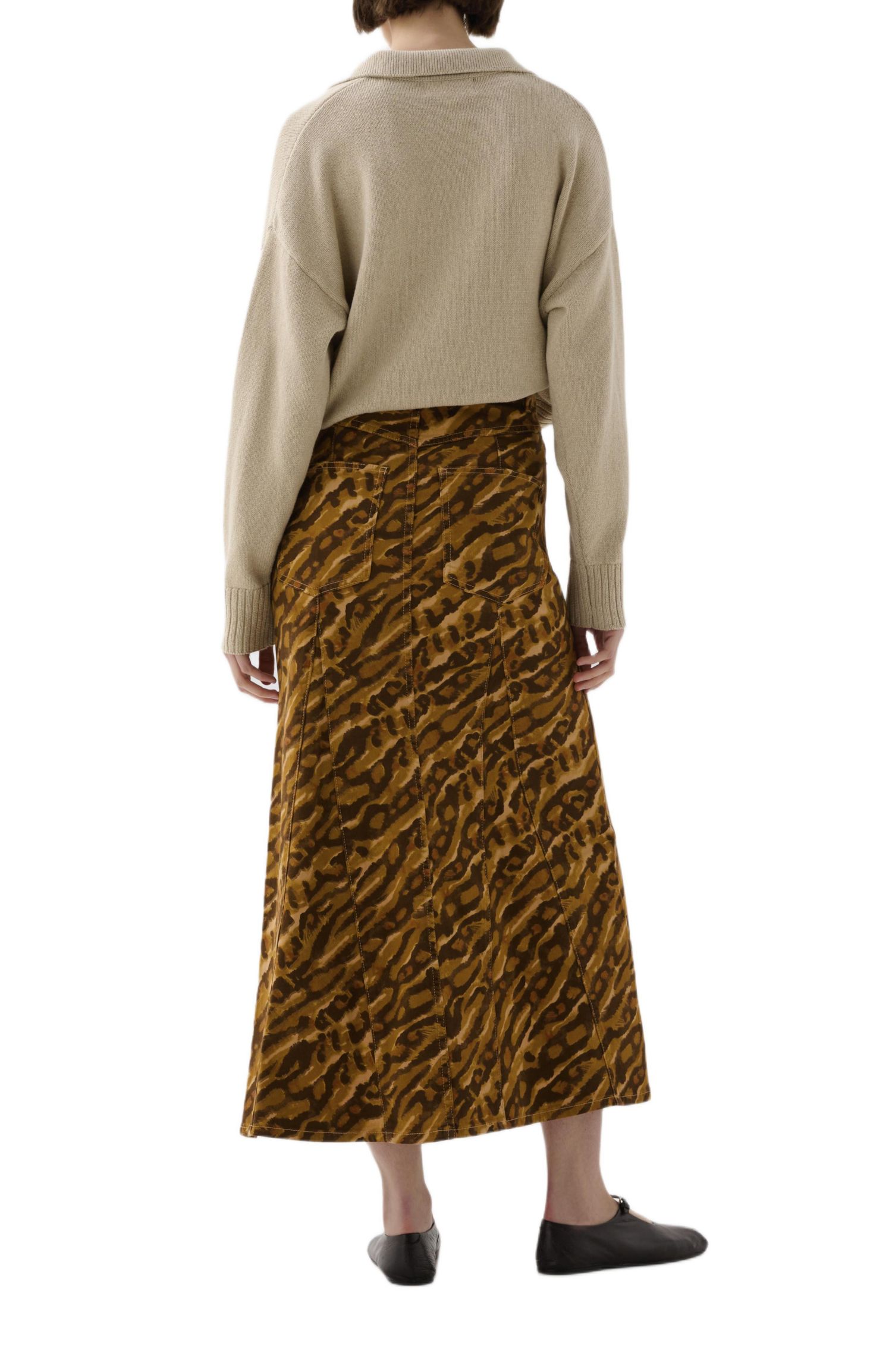 Women's Print Flare Denim Skirt