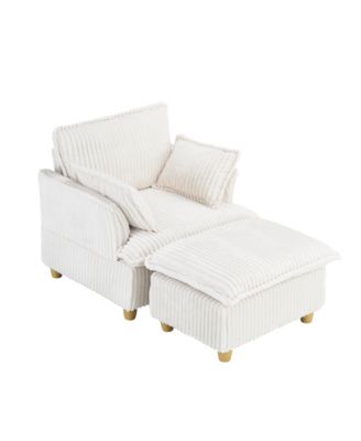 Corduroy Sofa with Ottoman & Pillows - Living Room/Balcony/Study