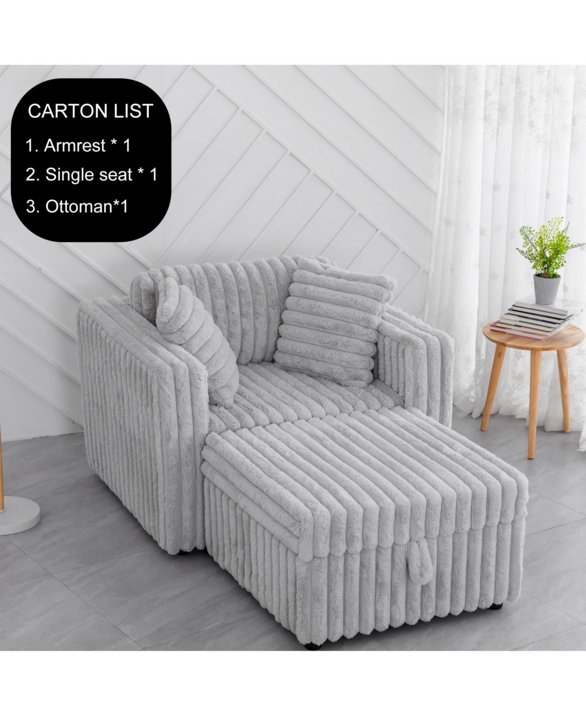 Streamdale Furniture 44.9" Modular Sofa Comfortable & Stylish (Matches 30.7" Ottoman