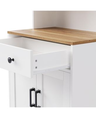 Streamdale Farmhouse TV Stand with Gourd-Shaped Legs & Bookshelves, White