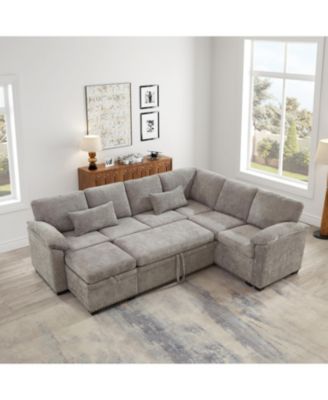 97" L-Shaped Sectional Sofa with Ottoman