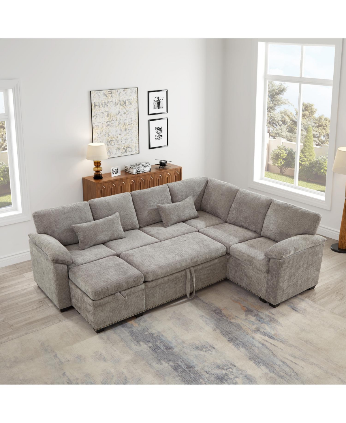 Streamdale Furniture 97" L-Shaped Sectional Sofa with Ottoman