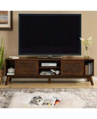 Rattan TV Stand for 75" TVs - Walnut