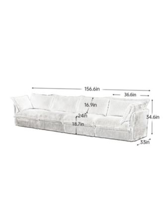 Black Corduroy Slipcovered 4-Seater Sofa