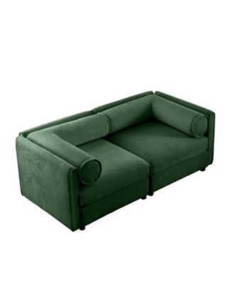 Green Chenille 2-Seater Sofa with Storage