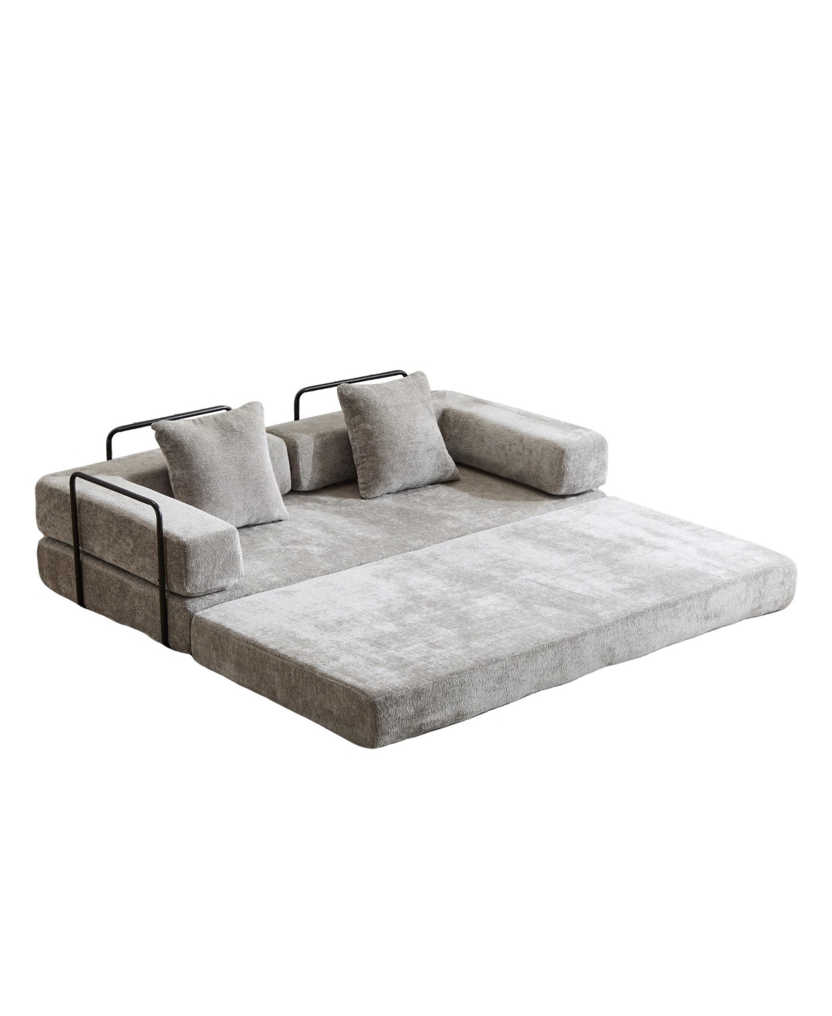 Streamdale Furniture Convertible Floor Sofa Bed with Pillow & Armrest - Light Grey