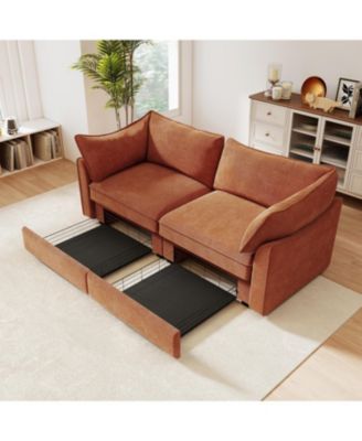 Chenille 2-Seater Sofa with Underseat Storage