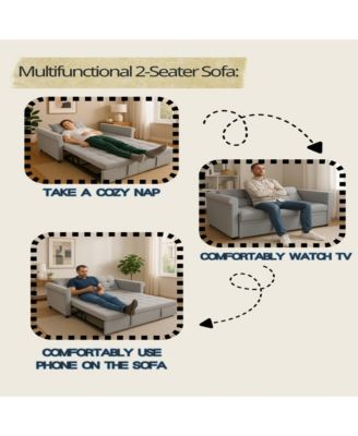 Streamdale Velvet Loveseat Sofa Bed - Gray Pull-Out Sleeper Couch