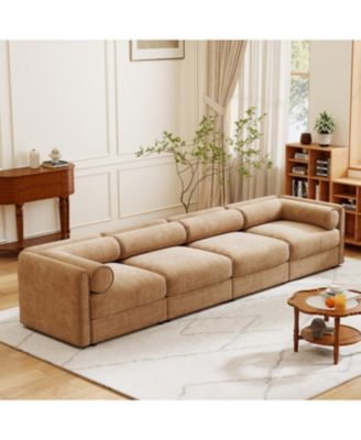 Streamdale Modular Sectional Sofa, Storage, Cylindrical Backrest, Camel
