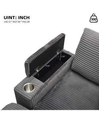 Streamdale Corduroy Chaise Lounge Sofa w/ Ottoman, Storage & Cupholders