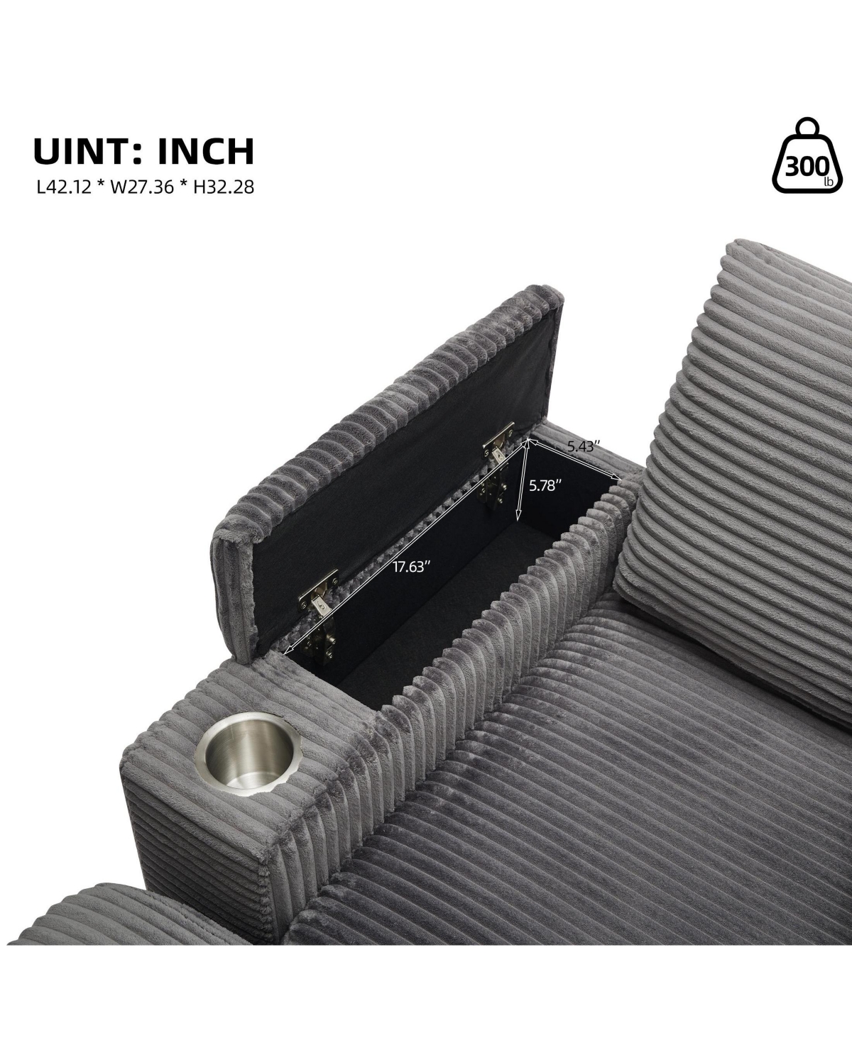 Streamdale Furniture Streamdale Corduroy Chaise Lounge Sofa w/ Ottoman