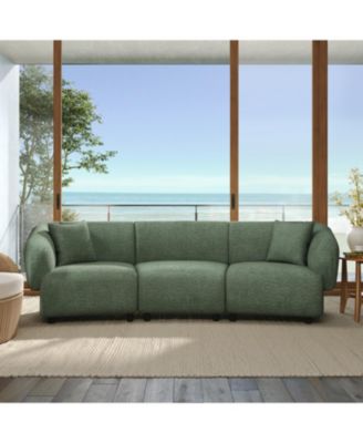 98.5" Beige Curved 3-Seater Sofa- Plush, Streamlined, Durable