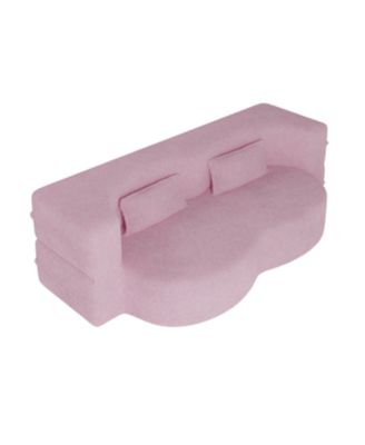 Streamdale Pink Teddy Fabric Convertible Floor Sofa Bed