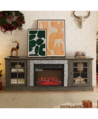 Streamdale 70" TV Stand with Fireplace & Storage, Grey Media Console