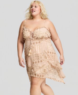 Trendy Plus Size High-Low Tiered Cami Dress