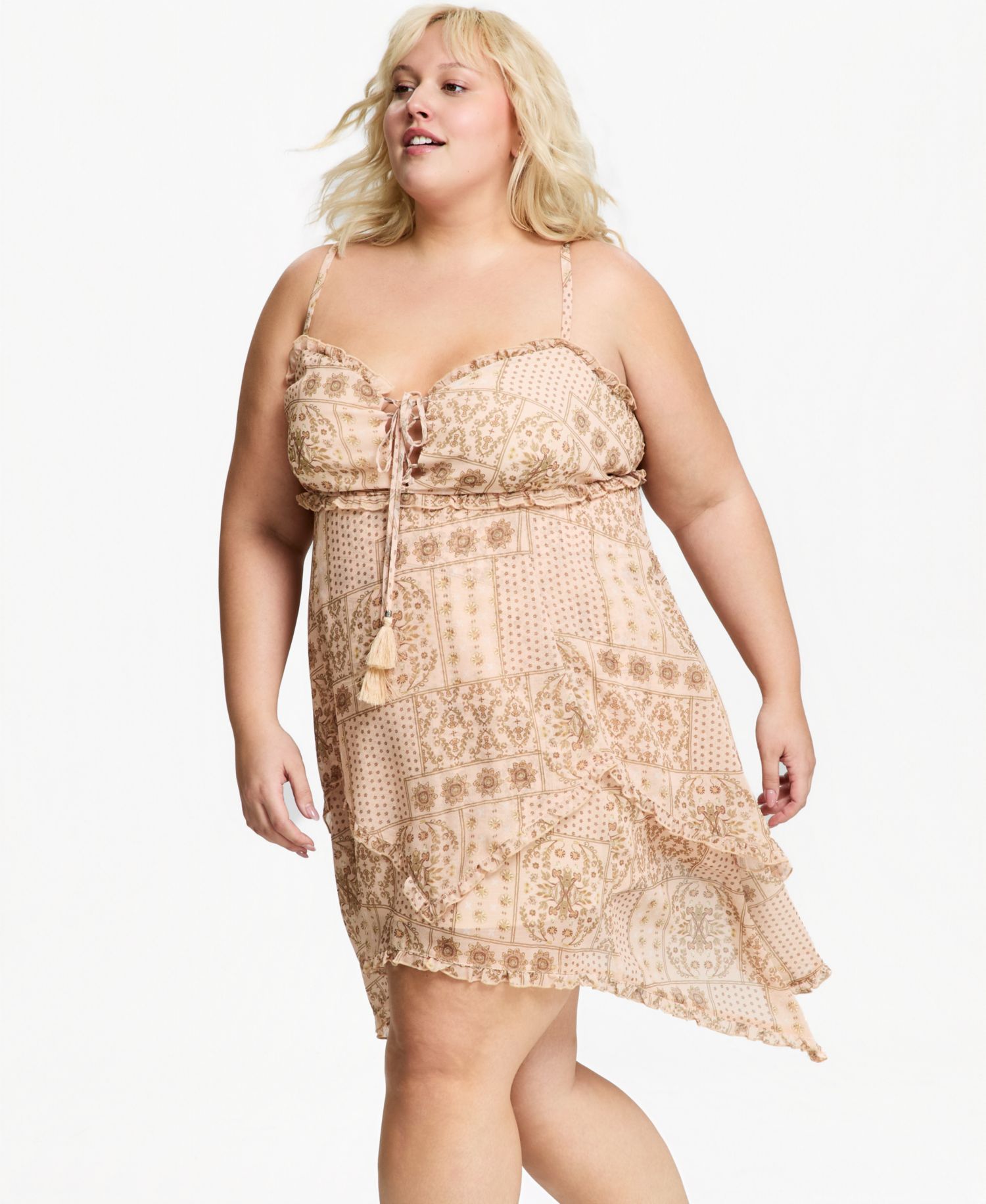 Trendy Plus Size High-Low Tiered Cami Dress