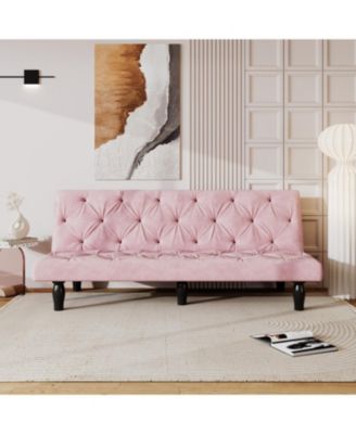 66" Pink Velvet Sofa Bed