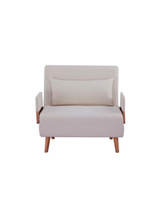 Convertible Sleeper Sofa Bed - Linen Fabric, Adjustable Backrest