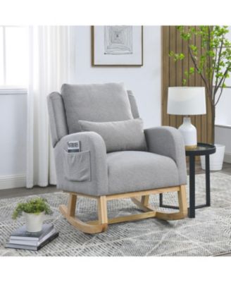 27.5" Modern Accent Rocker Armchair with Lumbar Pillow & Pockets