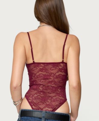 Women's Strappy Sheer Lace Bodysuit