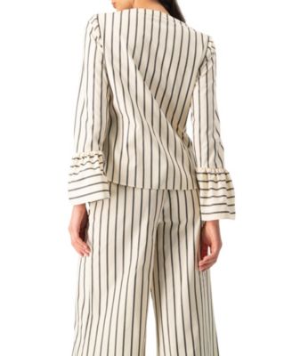 Women's Striped V-Neck Oversized Shirt