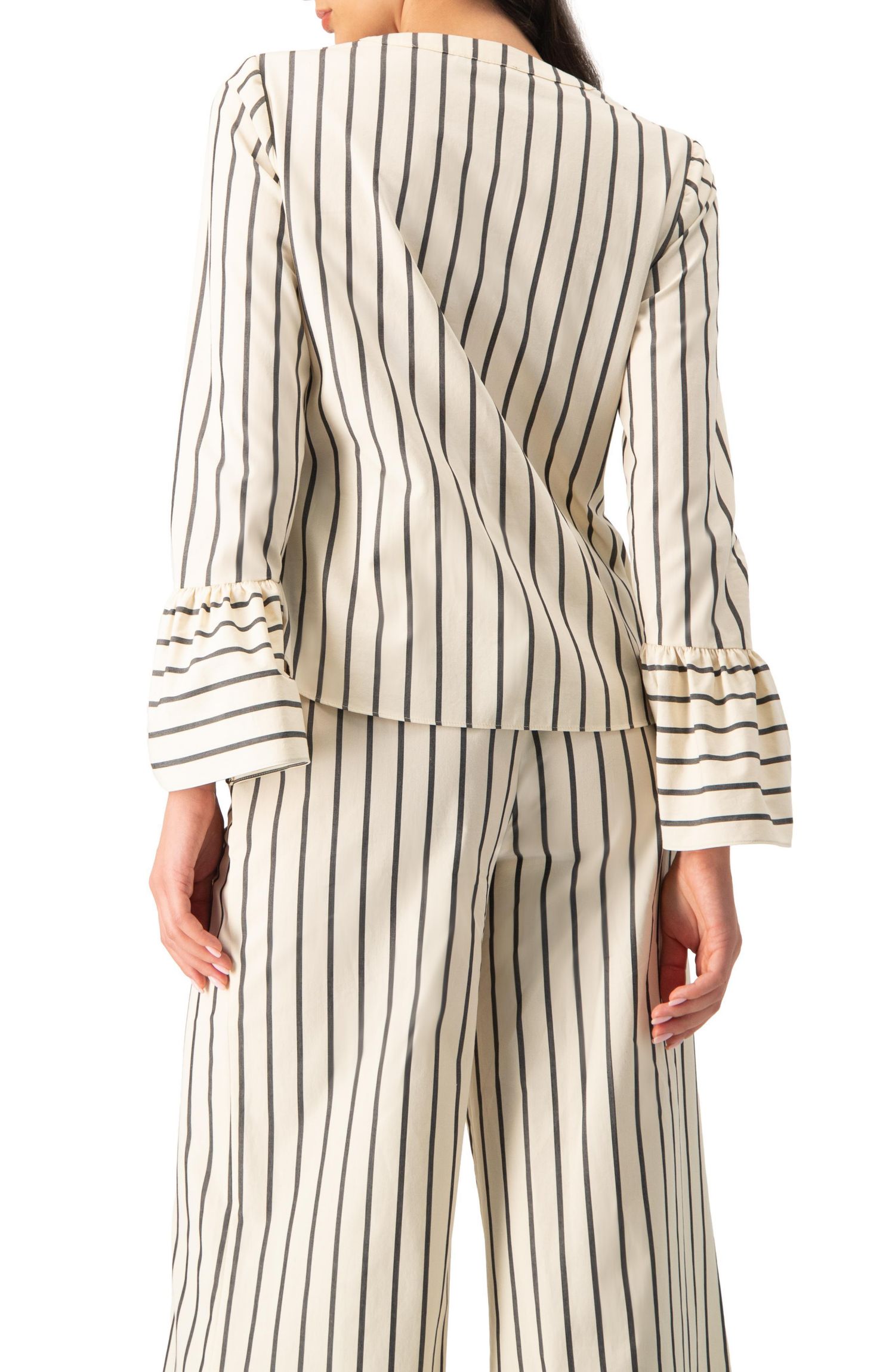 Women's Striped V-Neck Oversized Shirt
