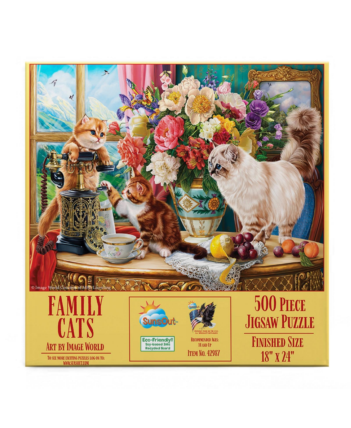 SunsOut Family Cats 500 piece Jigsaw Puzzle for Adults
