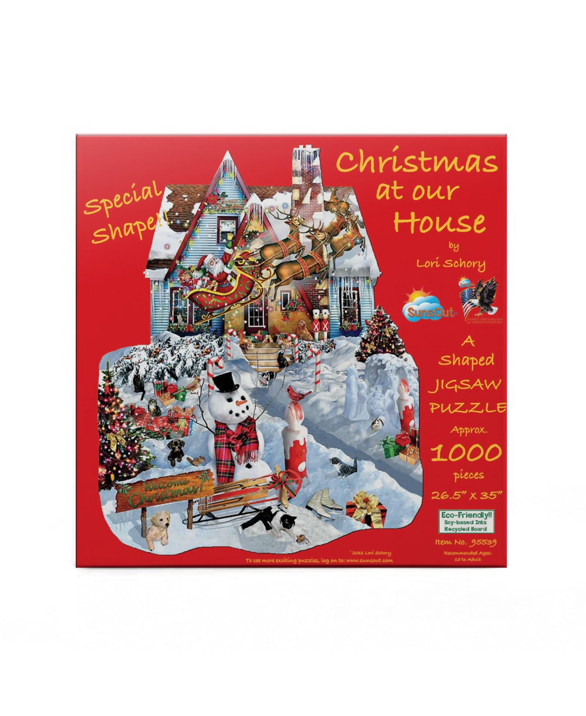 SunsOut Christmas at Our House 1000 piece Jigsaw Puzzle for Adults Special Shape Christmas