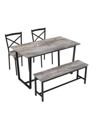  Four-piece set table and chair with backrest, industrial style, solid structure